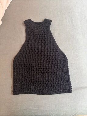 Mango Black Crochet Top